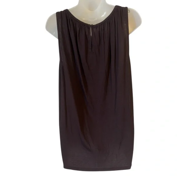 LOFT Women's Elegant Chocolate Brown Sleeveless Blouse LARGE      #X - Picture 4 of 7